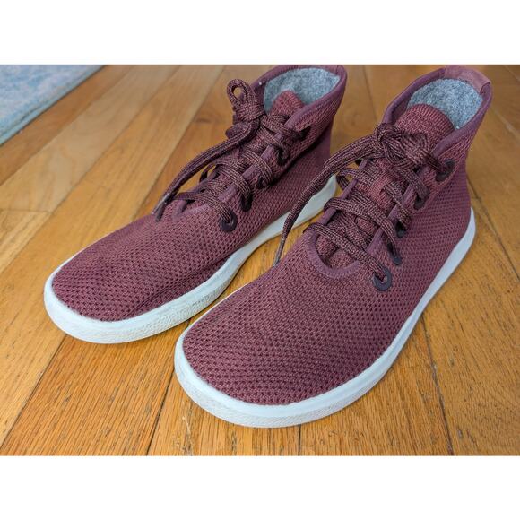 allbirds Shoes - Allbirds Tree Toppers High Top Sneakers Burgundy Sustainable Wool Women's Size 8